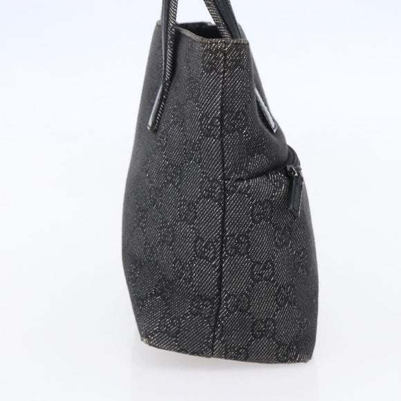 GUCCI GG Canvas Hand Bag Outlet Black Silver 105651 Auth 148837