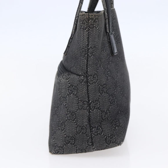 GUCCI GG Canvas Hand Bag Outlet Black Silver 105651 Auth 148837