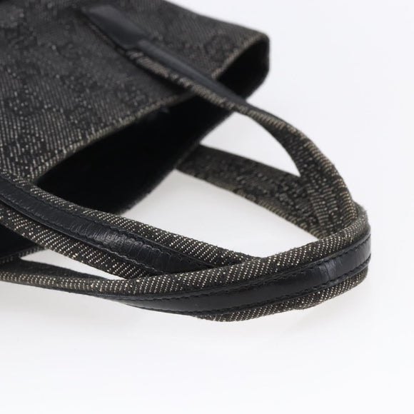 GUCCI GG Canvas Hand Bag Outlet Black Silver 105651 Auth 148837