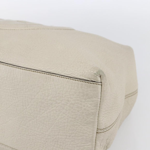 GUCCI Chain Soho Shoulder Bag Leather White Gold 308982 Auth 148838