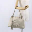GUCCI Chain Soho Shoulder Bag Leather White Gold 308982 Auth 148838-21