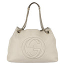 GUCCI Chain Soho Shoulder Bag Leather White Gold 308982 Auth 148838-13