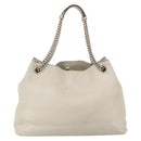 GUCCI Chain Soho Shoulder Bag Leather White Gold 308982 Auth 148838-2