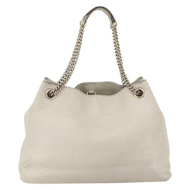 GUCCI Chain Soho Shoulder Bag Leather White Gold 308982 Auth 148838 - 0