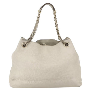 GUCCI Chain Soho Shoulder Bag Leather White Gold 308982 Auth 148838 - 0