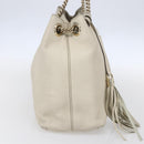 GUCCI Chain Soho Shoulder Bag Leather White Gold 308982 Auth 148838-3