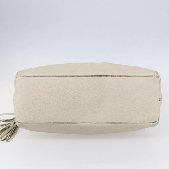 GUCCI Chain Soho Shoulder Bag Leather White Gold 308982 Auth 148838