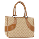 GUCCI GG Canvas Tote Bag Beige Silver 113011 Auth 148839V-1