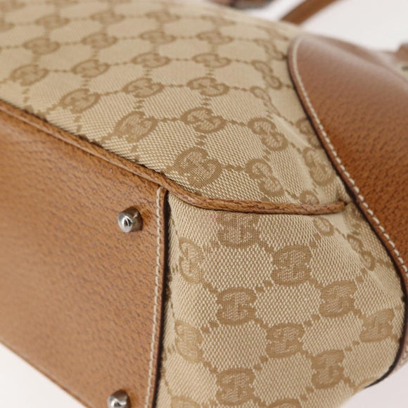 GUCCI GG Canvas Tote Bag Beige Silver 113011 Auth 148839V