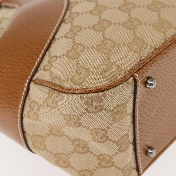 GUCCI GG Canvas Tote Bag Beige Silver 113011 Auth 148839V
