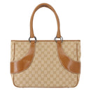 GUCCI GG Canvas Tote Bag Beige Silver 113011 Auth 148839V-13