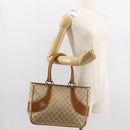 GUCCI GG Canvas Tote Bag Beige Silver 113011 Auth 148839V-21