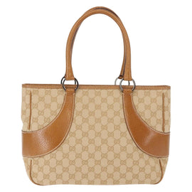 GUCCI GG Canvas Tote Bag Beige Silver 113011 Auth 148839V - 0