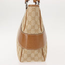 GUCCI GG Canvas Tote Bag Beige Silver 113011 Auth 148839V-3