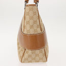 GUCCI GG Canvas Tote Bag Beige Silver 113011 Auth 148839V-4