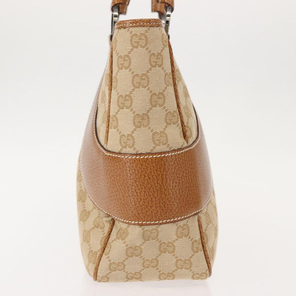GUCCI GG Canvas Tote Bag Beige Silver 113011 Auth 148839V