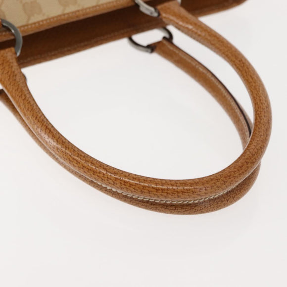 GUCCI GG Canvas Tote Bag Beige Silver 113011 Auth 148839V