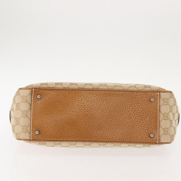 GUCCI GG Canvas Tote Bag Beige Silver 113011 Auth 148839V