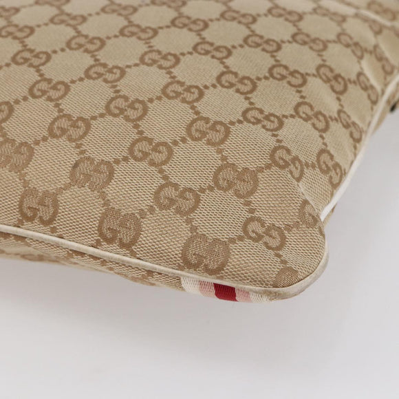 GUCCI GG Canvas Sherry Line Shoulder Bag Beige Gold 144388 Auth 148841