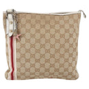 GUCCI GG Canvas Sherry Line Shoulder Bag Beige Gold 144388 Auth 148841-13