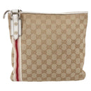 GUCCI GG Canvas Sherry Line Shoulder Bag Beige Gold 144388 Auth 148841-2