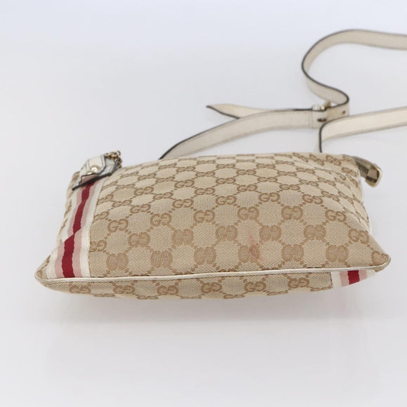 GUCCI GG Canvas Sherry Line Shoulder Bag Beige Gold 144388 Auth 148841