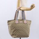 GUCCI GG Canvas Tote Bag Beige Gold 131231 Auth 148843-23