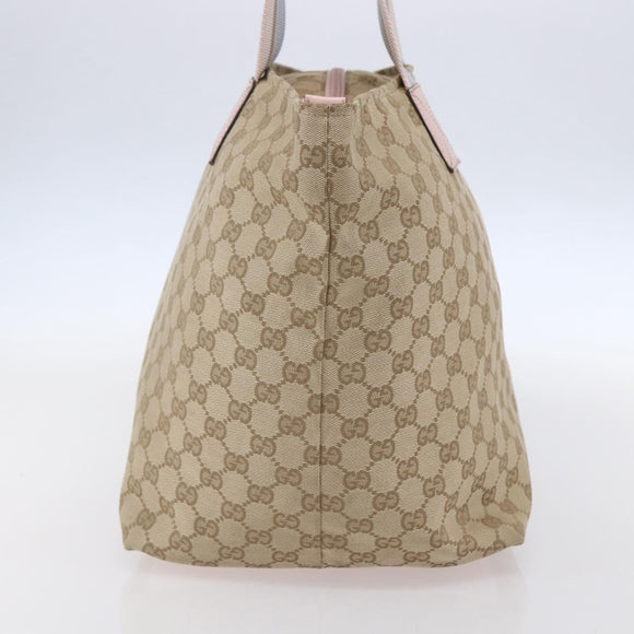 GUCCI GG Canvas Tote Bag Beige Gold 131231 Auth 148843