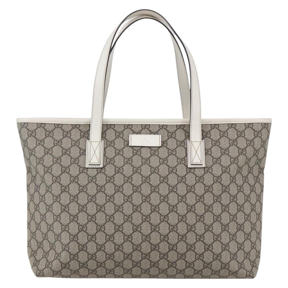 GUCCI GG Supreme Tote Bag PVC Beige 211137 Auth 148847
