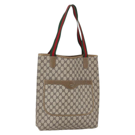 GUCCI GG Supreme Web Sherry Line Tote Bag PVC Beige Red Green Auth 148849