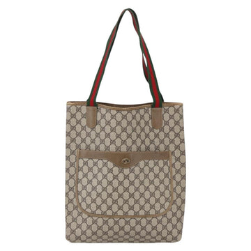 GUCCI GG Supreme Web Sherry Line Tote Bag PVC Beige Red Green Auth 148849 - 0