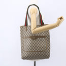 GUCCI GG Supreme Web Sherry Line Tote Bag PVC Beige Red Green Auth 148849-21