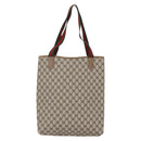 GUCCI GG Supreme Web Sherry Line Tote Bag PVC Beige Red Green Auth 148849-3