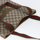 GUCCI GG Supreme Web Sherry Line Tote Bag PVC Beige Red Green Auth 148849-6