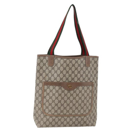 GUCCI GG Supreme Web Sherry Line Tote Bag PVC Beige Red 39 02 003 Auth 148850