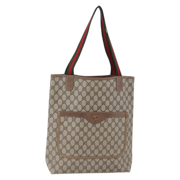 GUCCI GG Supreme Web Sherry Line Tote Bag PVC Beige Red 39 02 003 Auth 148850