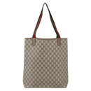 GUCCI GG Supreme Web Sherry Line Tote Bag PVC Beige Red 39 02 003 Auth 148850-3