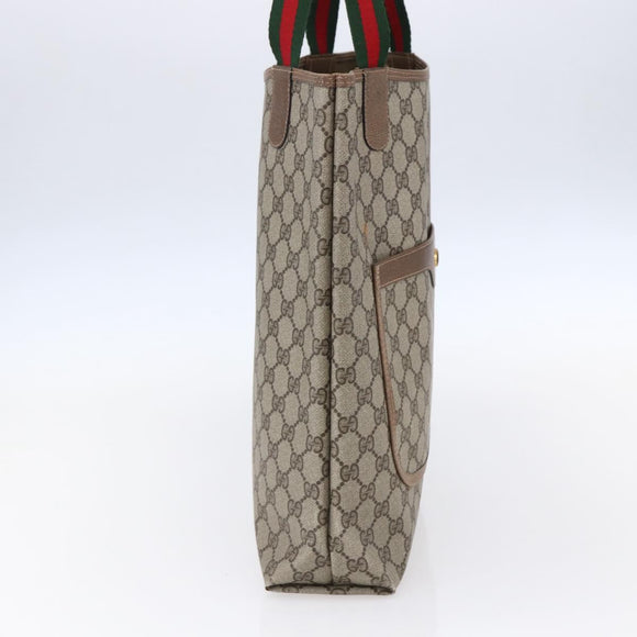 GUCCI GG Supreme Web Sherry Line Tote Bag PVC Beige Red 39 02 003 Auth 148850