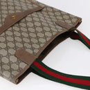 GUCCI GG Supreme Web Sherry Line Tote Bag PVC Beige Red 39 02 003 Auth 148850-6