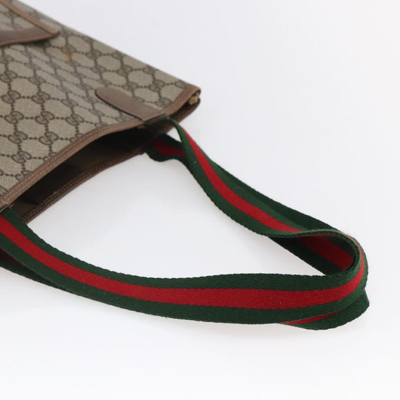 GUCCI GG Supreme Web Sherry Line Tote Bag PVC Beige Red 39 02 003 Auth 148850