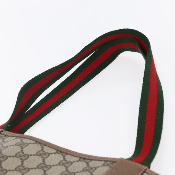 GUCCI GG Supreme Web Sherry Line Tote Bag PVC Beige Red 39 02 003 Auth 148850