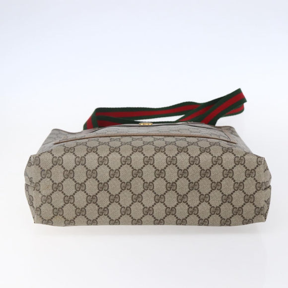 GUCCI GG Supreme Web Sherry Line Tote Bag PVC Beige Red 39 02 003 Auth 148850