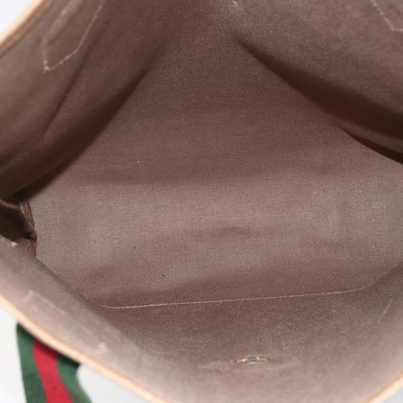 GUCCI GG Plus Supreme Web Sherry Line Tote Bag PVC Beige Red Green Auth 148852