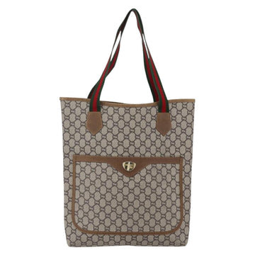 GUCCI GG Plus Supreme Web Sherry Line Tote Bag PVC Beige Red Green Auth 148852 - 0