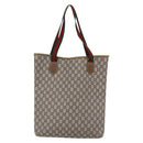 GUCCI GG Plus Supreme Web Sherry Line Tote Bag PVC Beige Red Green Auth 148852-3