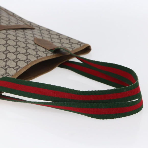 GUCCI GG Plus Supreme Web Sherry Line Tote Bag PVC Beige Red Green Auth 148852
