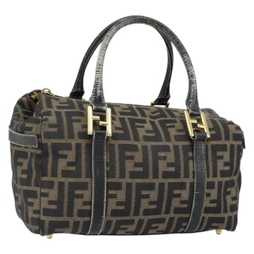 FENDI Zucca Canvas Hand Bag Black Brown Auth 148854