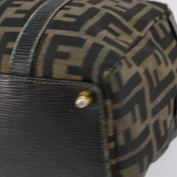 FENDI Zucca Canvas Hand Bag Black Brown Auth 148854