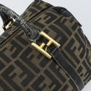 FENDI Zucca Canvas Hand Bag Black Brown Auth 148854-14