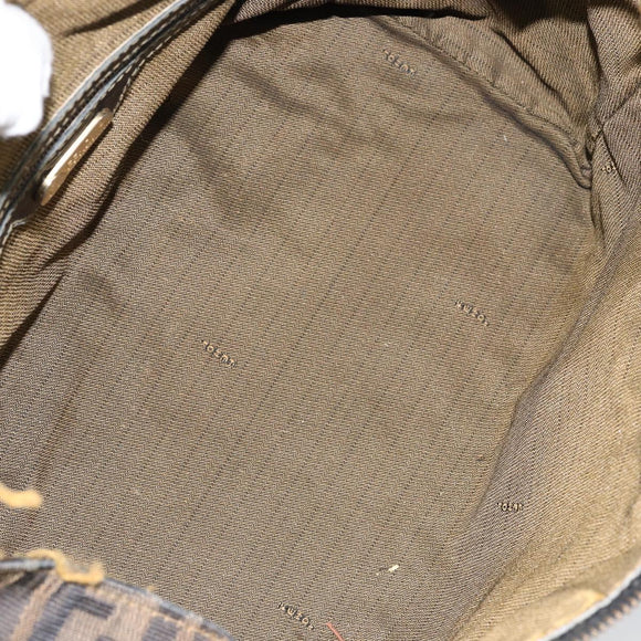 FENDI Zucca Canvas Hand Bag Black Brown Auth 148854